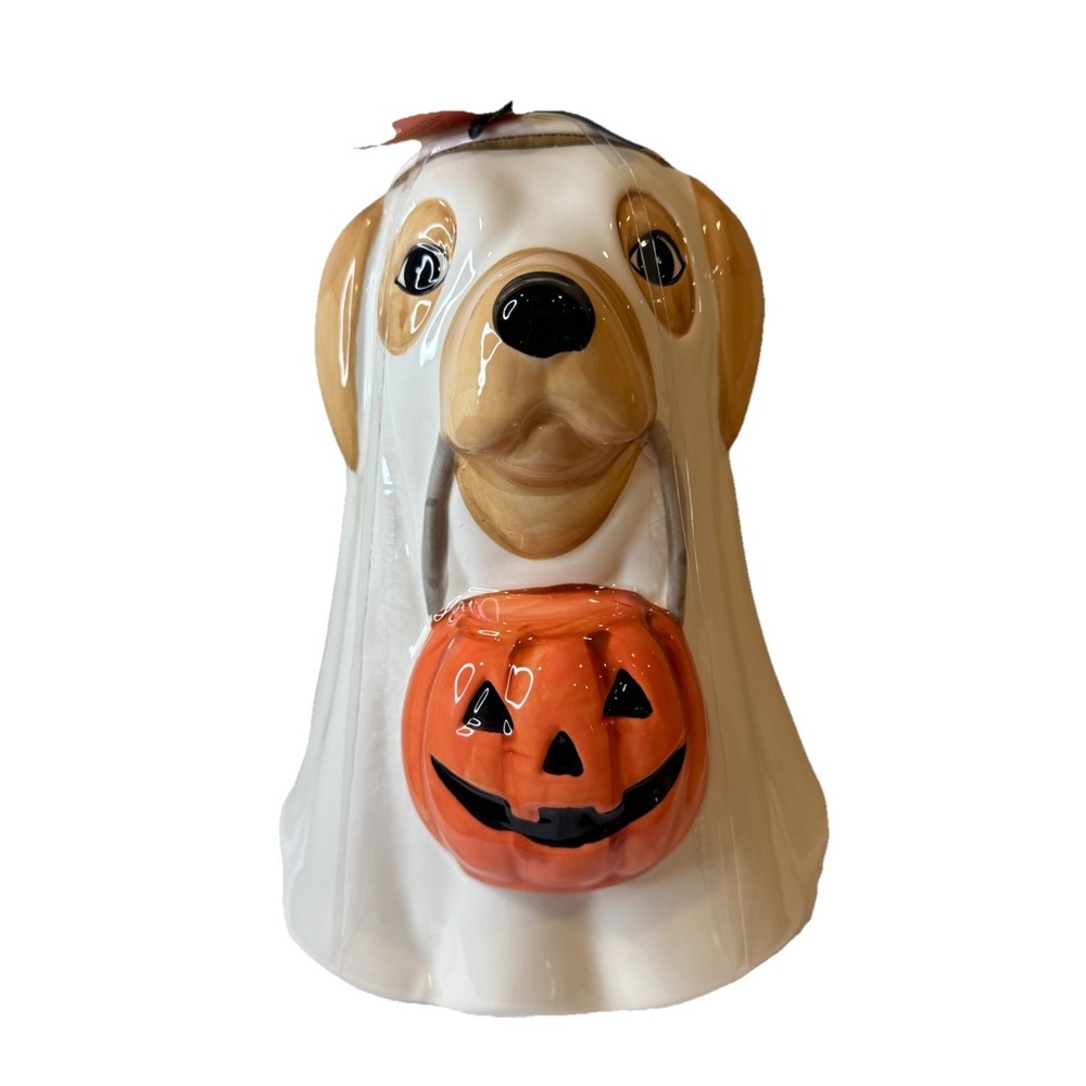 New Halloween Creepy Critters Ghost Dog‎ Cookie Jar Golden Retriever